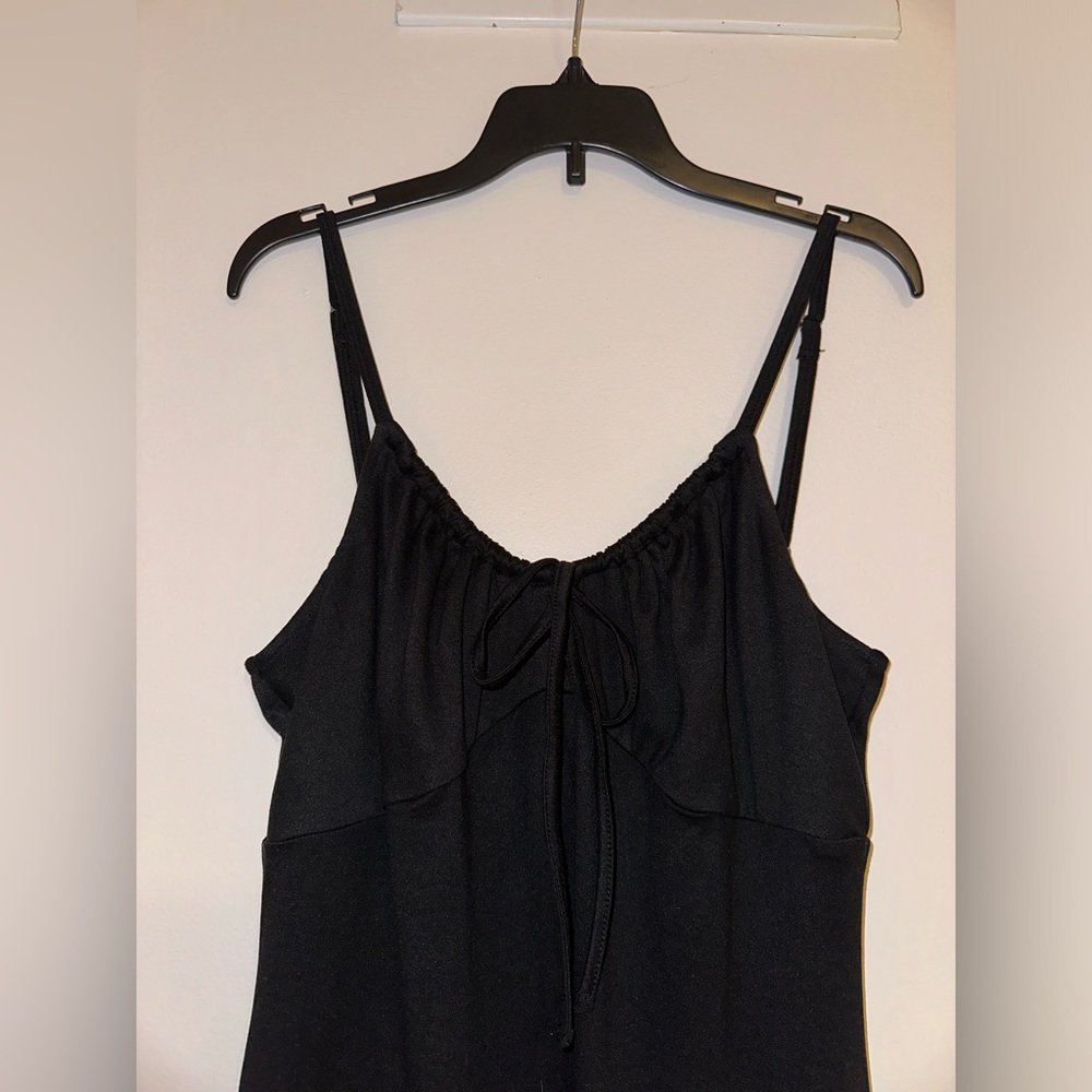 Hollister black midi dress with slit and drawstring tie front 🎀